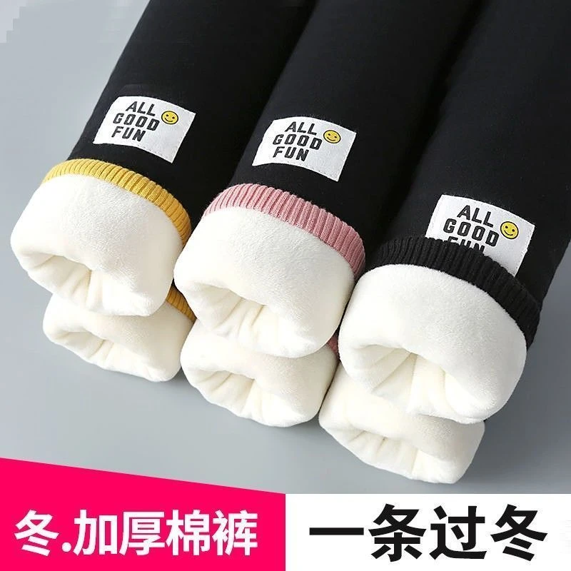 女童加绒加厚三层夹棉裤子外穿儿童宝宝冬季保暖裤秋冬款打底棉裤