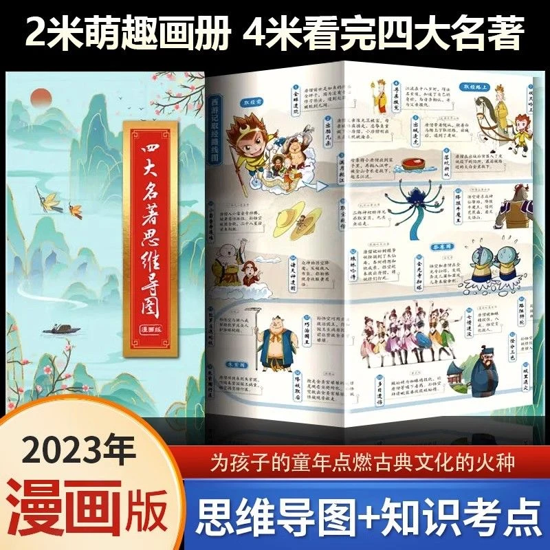 2023新版 四大名著思维导图画册人物关系图三国演义红楼梦西游记