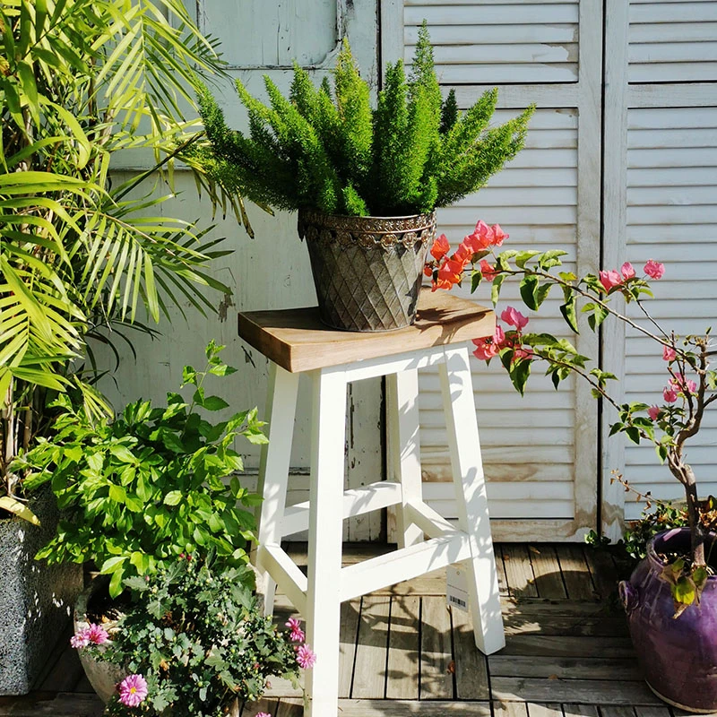 高脚实木花凳室内客厅美式乡村出口外贸尾单户外花园庭院装饰摆件