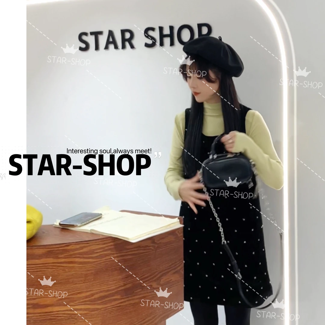 ｛小棉裙｝冬 立体钉珠 韩系 菱格背心裙