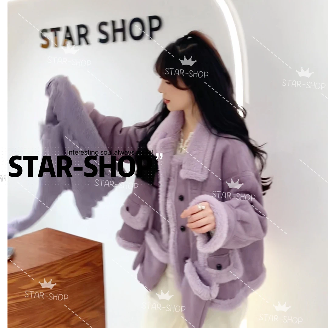 ｛芬兰漫雪｝冬 太美了 糖果色皮毛一体外套配手套