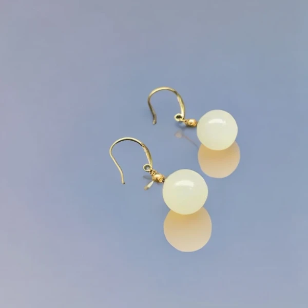 和田玉冰晴水耳环18K金镶嵌温柔气质名媛风