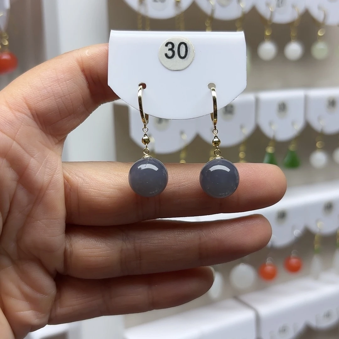 和田玉耳饰18K金镶嵌