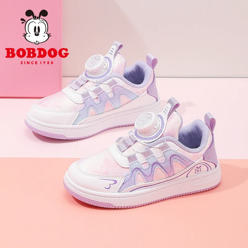 巴布豆儿童鞋女童板鞋休闲时尚百搭公主小女孩运动鞋旋转纽扣跑鞋