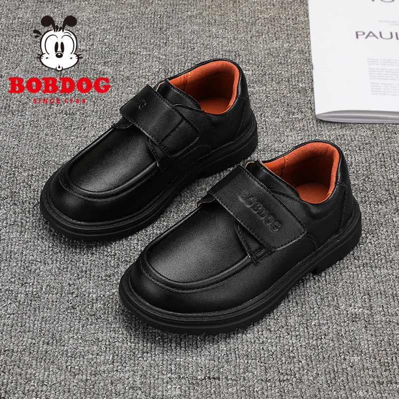 巴布豆童鞋儿童皮鞋男童2025春秋季新款演出百搭英伦圆头黑色单鞋