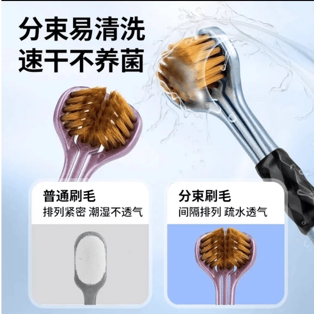 【2支三面牙刷】到手2只家庭装软毛舌苔清洁牙刷三面牙刷