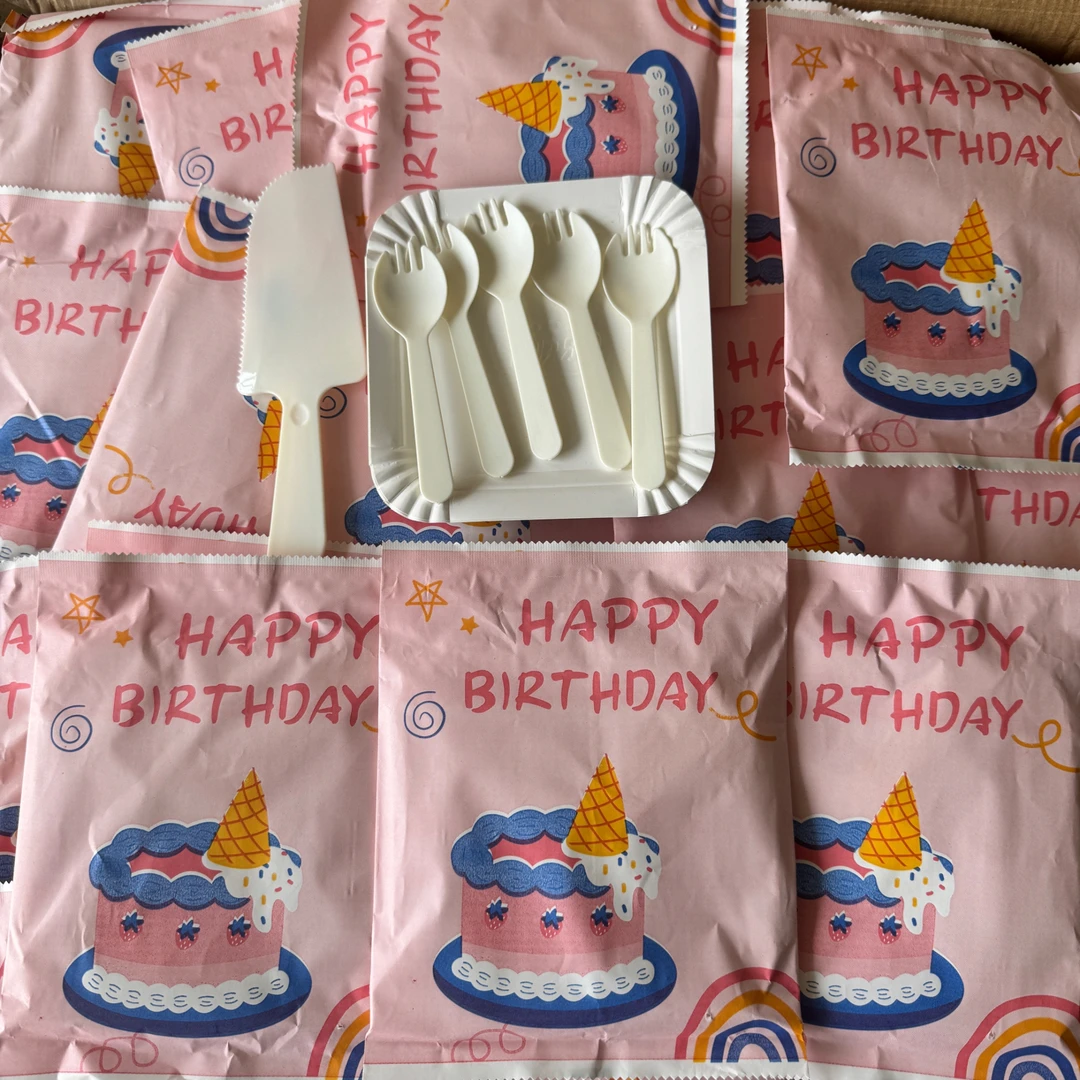 各种款式一次性餐盘套装生日蛋糕刀叉盘餐具烘焙蛋糕用品