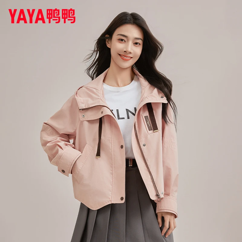 YAYA/鸭鸭短外套女短款时尚百搭宽松减龄轻薄休闲外套YF4P602845H