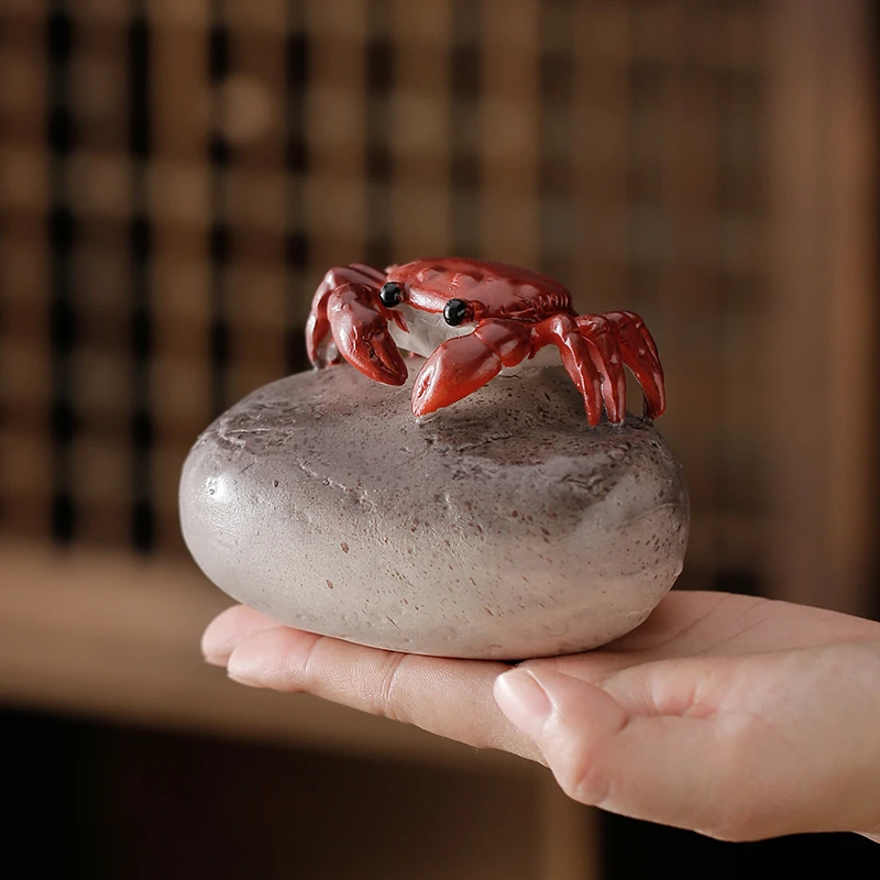 螃蟹变色茶宠摆件精品可养招财茶宠物茶玩茶桌茶台装饰品茶具配件