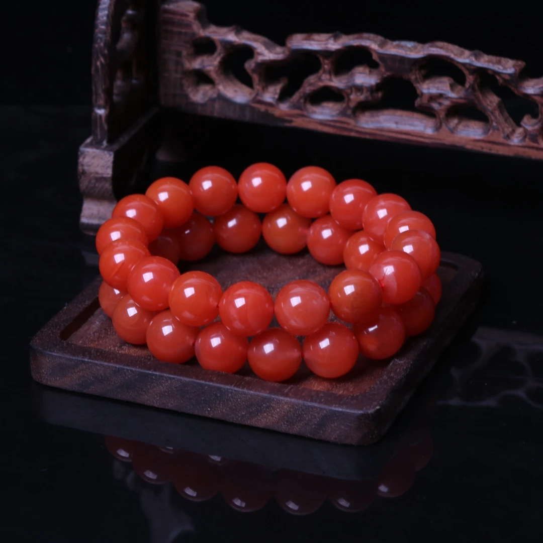 保山滴水洞南红玛瑙12mm左右圆珠手串一条n716（多样性发其一）