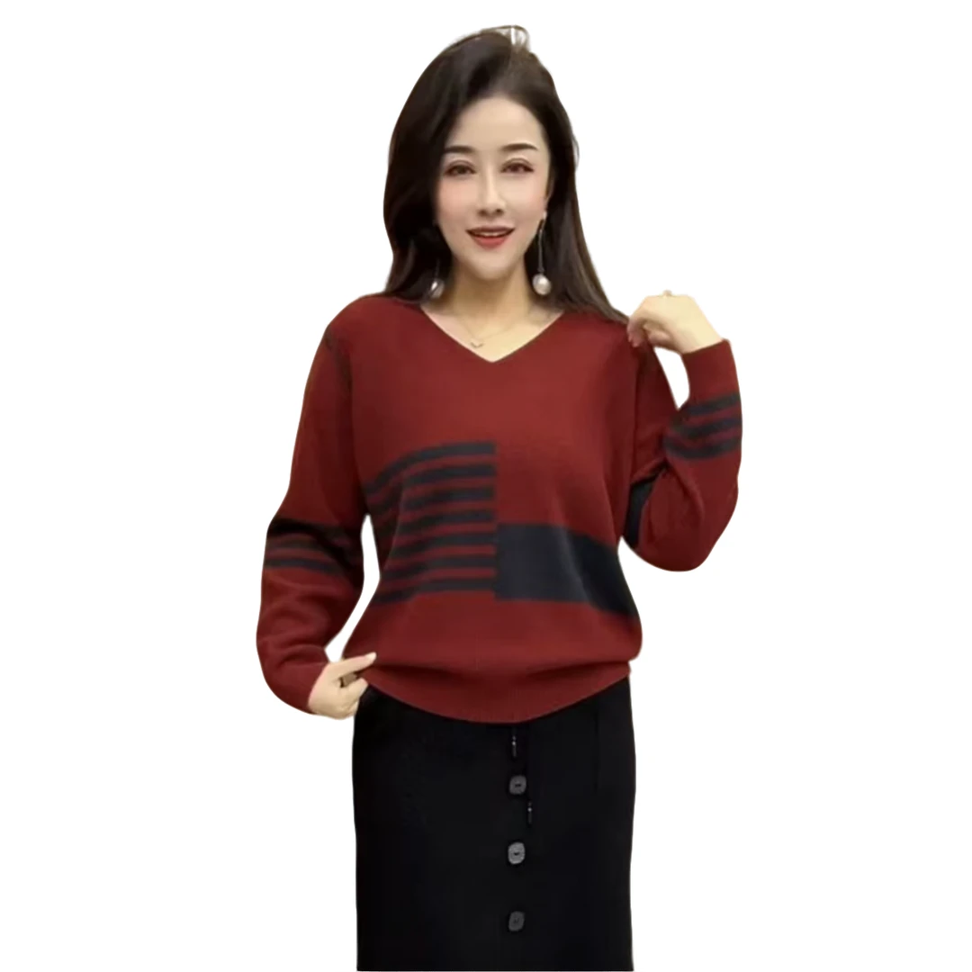 2024秋冬款V领针织打底衫时尚气质女士衫