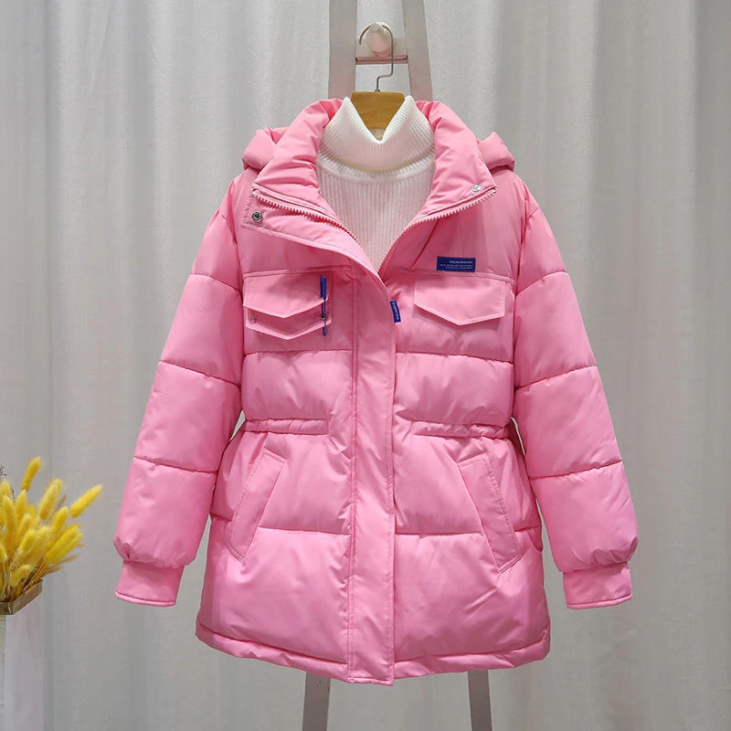 2023新款羽绒棉服女中长款韩版宽松面包服棉衣加厚连帽棉袄外套冬