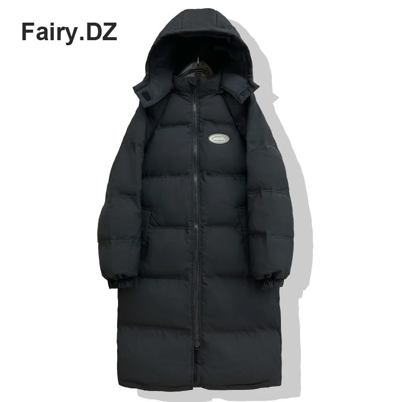 女装韩版羽绒服女黑色长款过膝休闲学院风加厚2023年新款