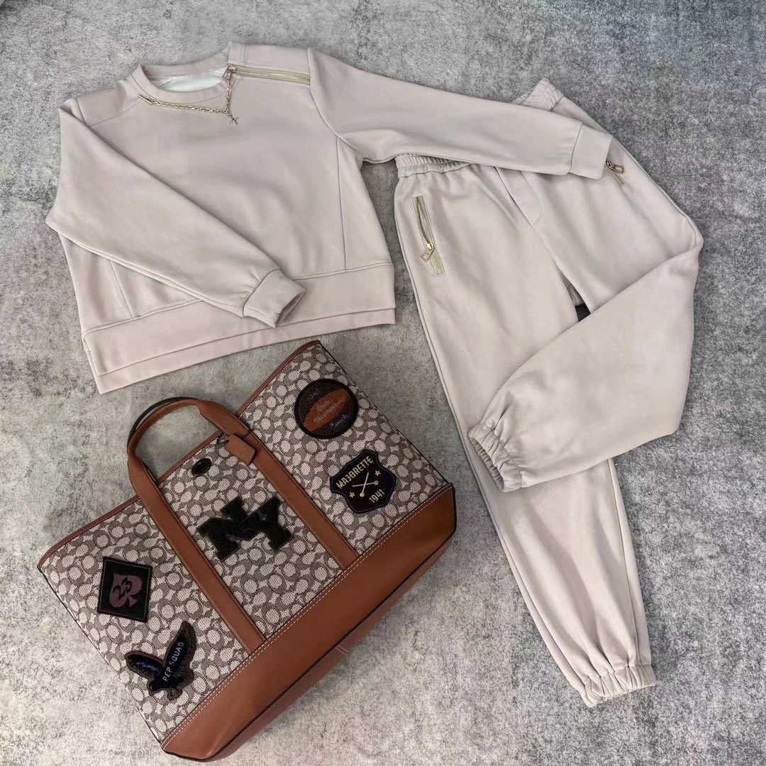 秋冬新款拉链套装洋气百搭时尚女款