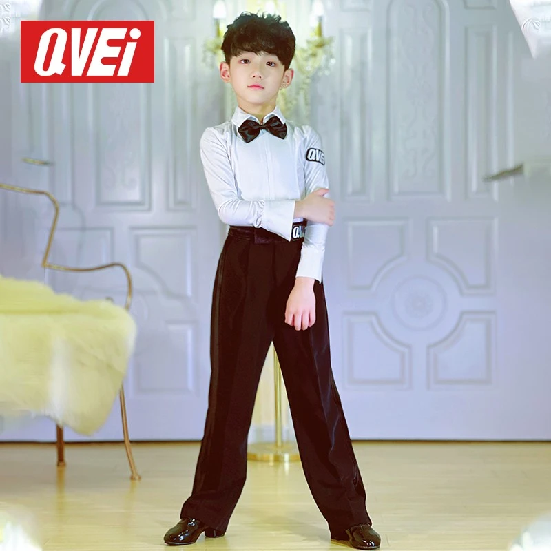QVEi秋冬春夏专业高端男童拉丁舞练功服大型比赛表演服装上衣裤子