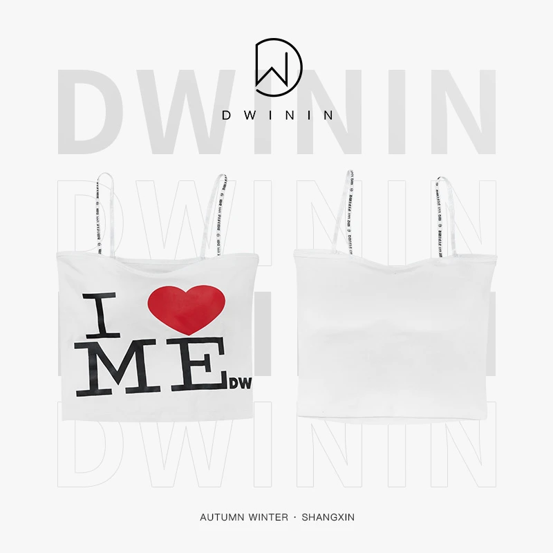 个性印花设计感吊带背心带胸垫内搭95棉美背女上衣IN1545