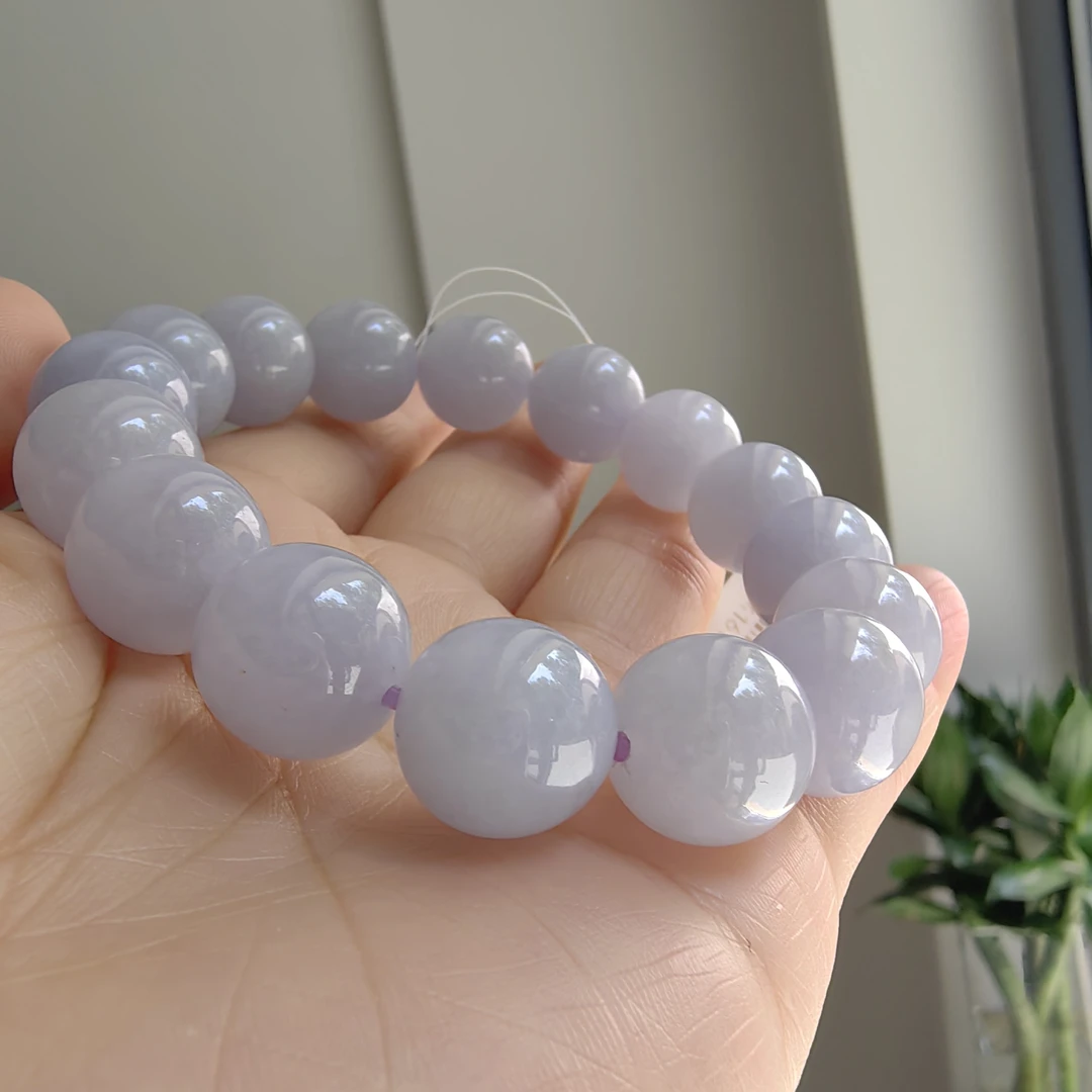 34161431天然翡翠春带彩大珠串