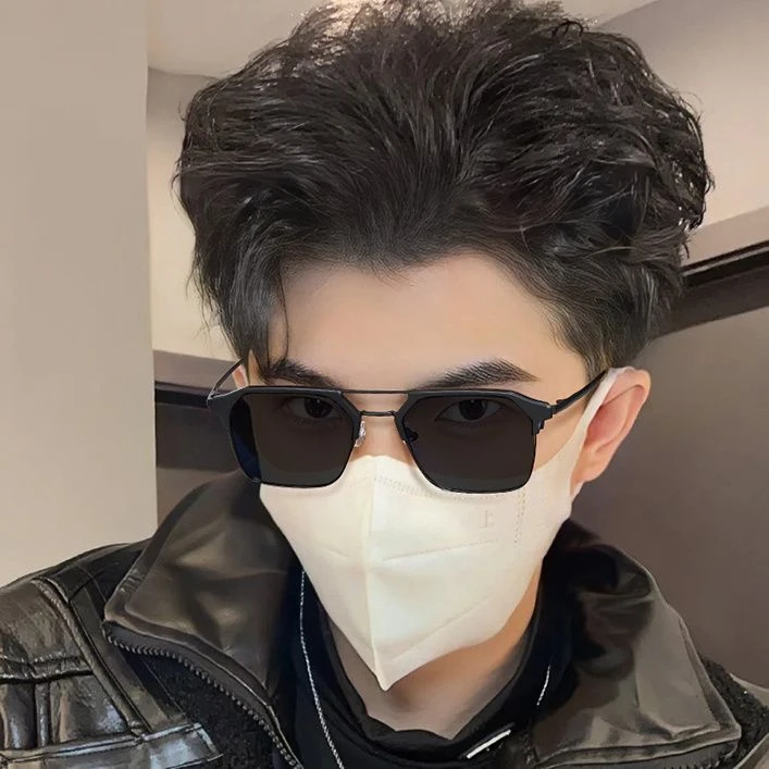 痞帅半框近视眼镜墨镜男款带度数开车防强光防紫外线太阳镜潮全框