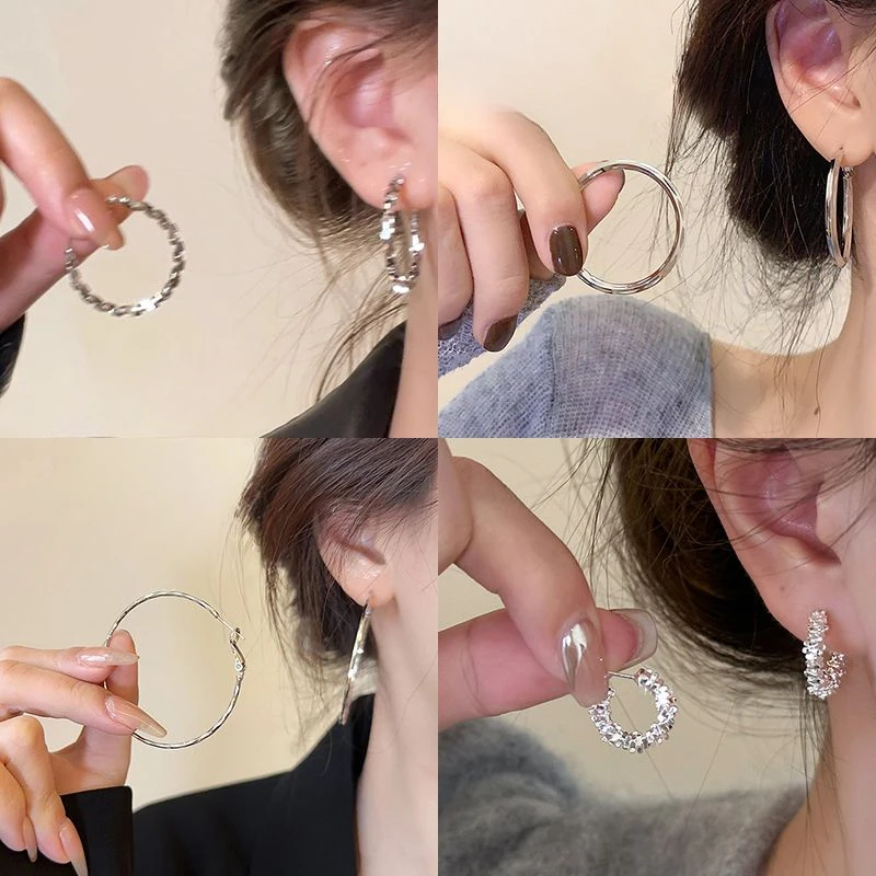 高级感不规则圆圈耳环女轻奢小众设计感网红气质夸张耳圈耳扣耳饰