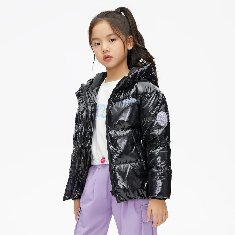 波司登儿童免廓形加厚梦幻防风防绒潮酷眼镜羽绒服女童短款冬季