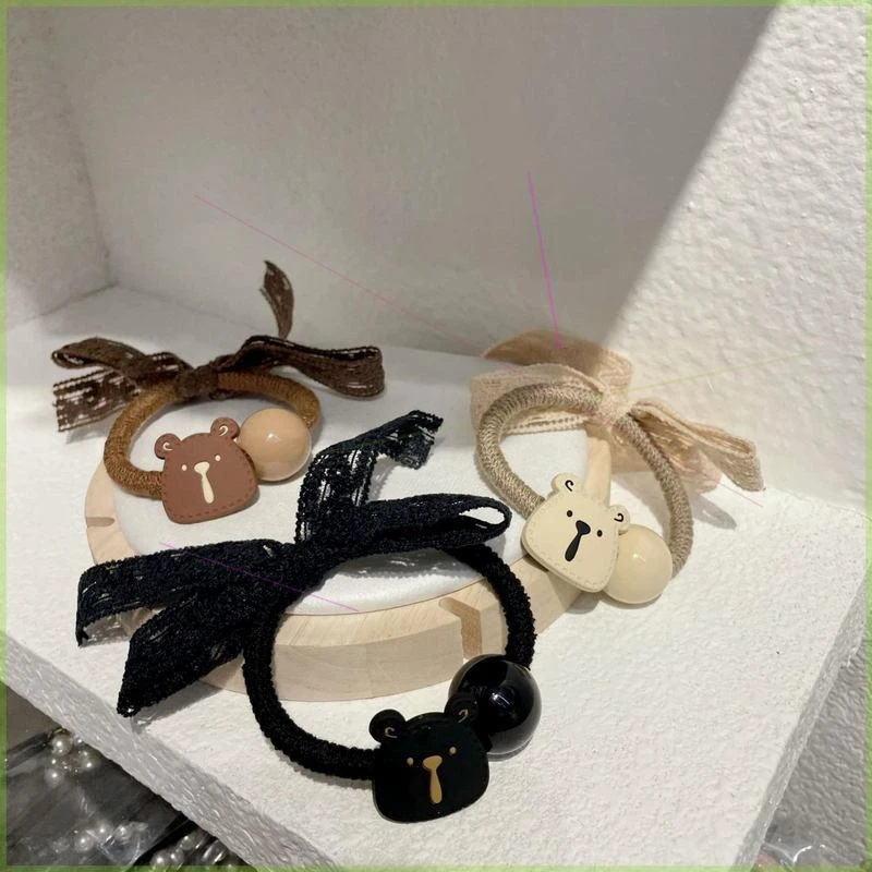 蕾丝飘带发绳可爱小熊发圈韩国ins风头绳女生新款头饰发饰女