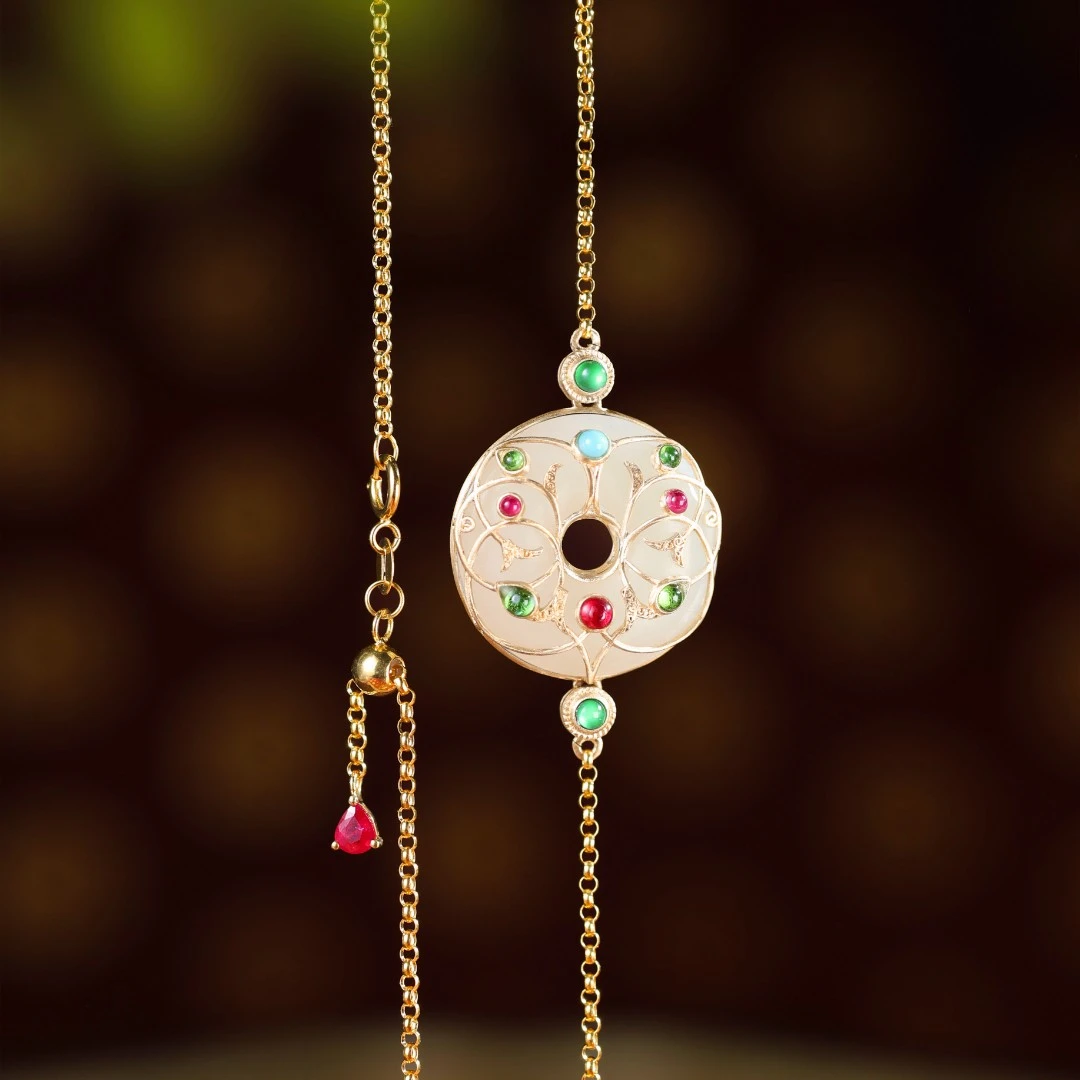 白玉世家西域遗珍/18K金镶山流水百搭链