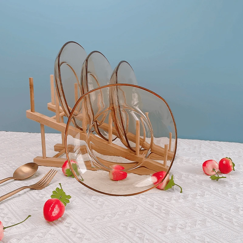 SINICON/希伲康高硼硅琥珀色居家日用玻璃盘家用菜盘四角方盘0