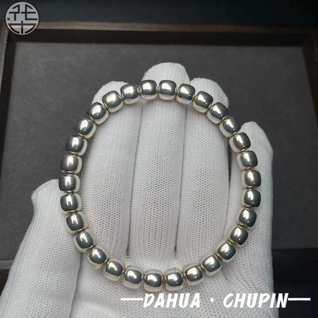 925银手链 925银半实心3D硬金工艺精工老型银手串尺寸7x6（送工具）