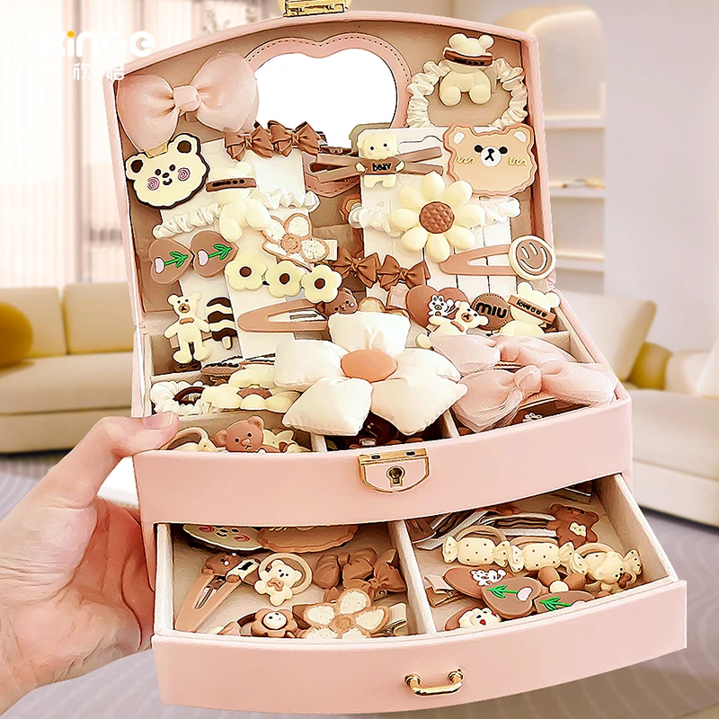 3岁女童发饰套装礼盒新年生日礼物小学生女孩子的发夹首饰盒公主