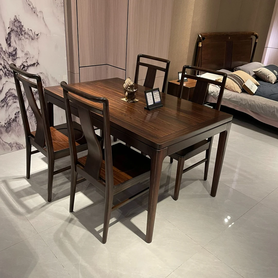 乌金木简约新中式大户型小户型餐桌家用饭桌