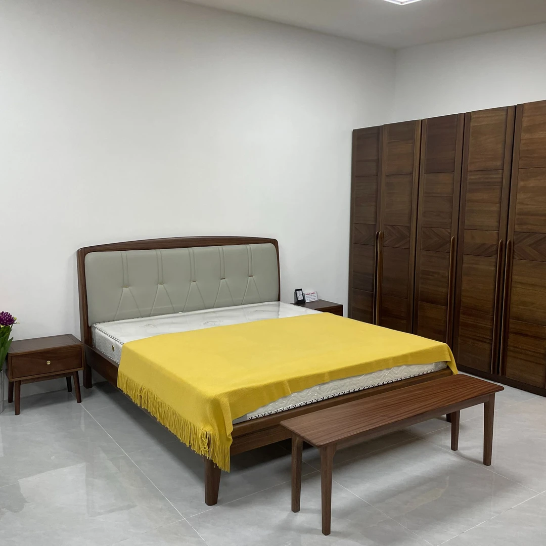 乌金木床新中式全实木主卧婚床简约双人软包靠床实木床大床