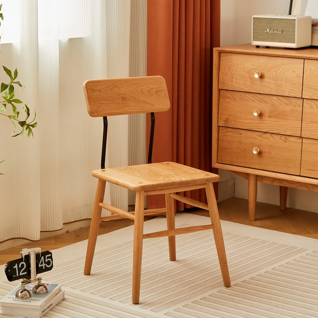 【巧克力椅/2个装】北欧樱桃木实木家用客厅餐厅日式化妆椅简约书房