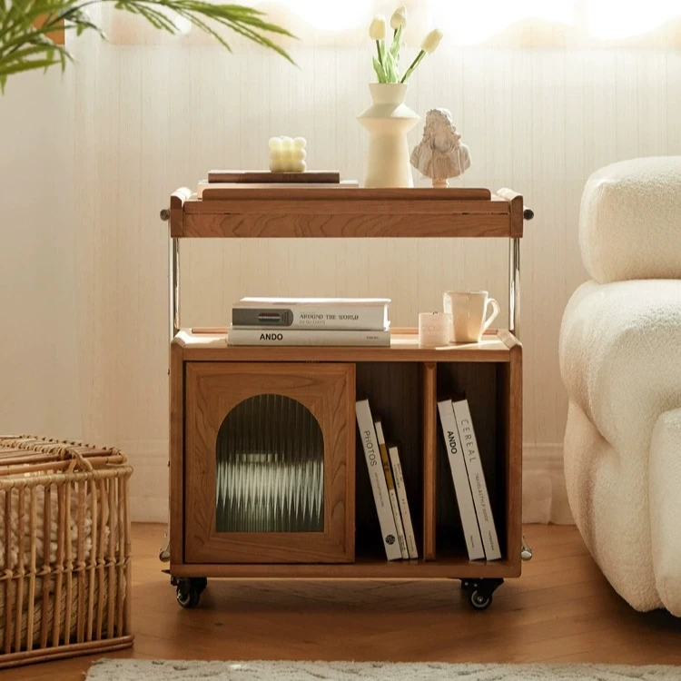 【清仓加兰推车】樱桃木日式可移动创意推车实木收纳柜家用储物柜