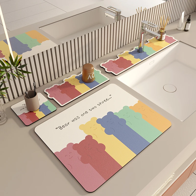 厕所洗漱台面吸水垫正宗硅藻泥浴室厨房洗手台沥水垫水龙头吸水布