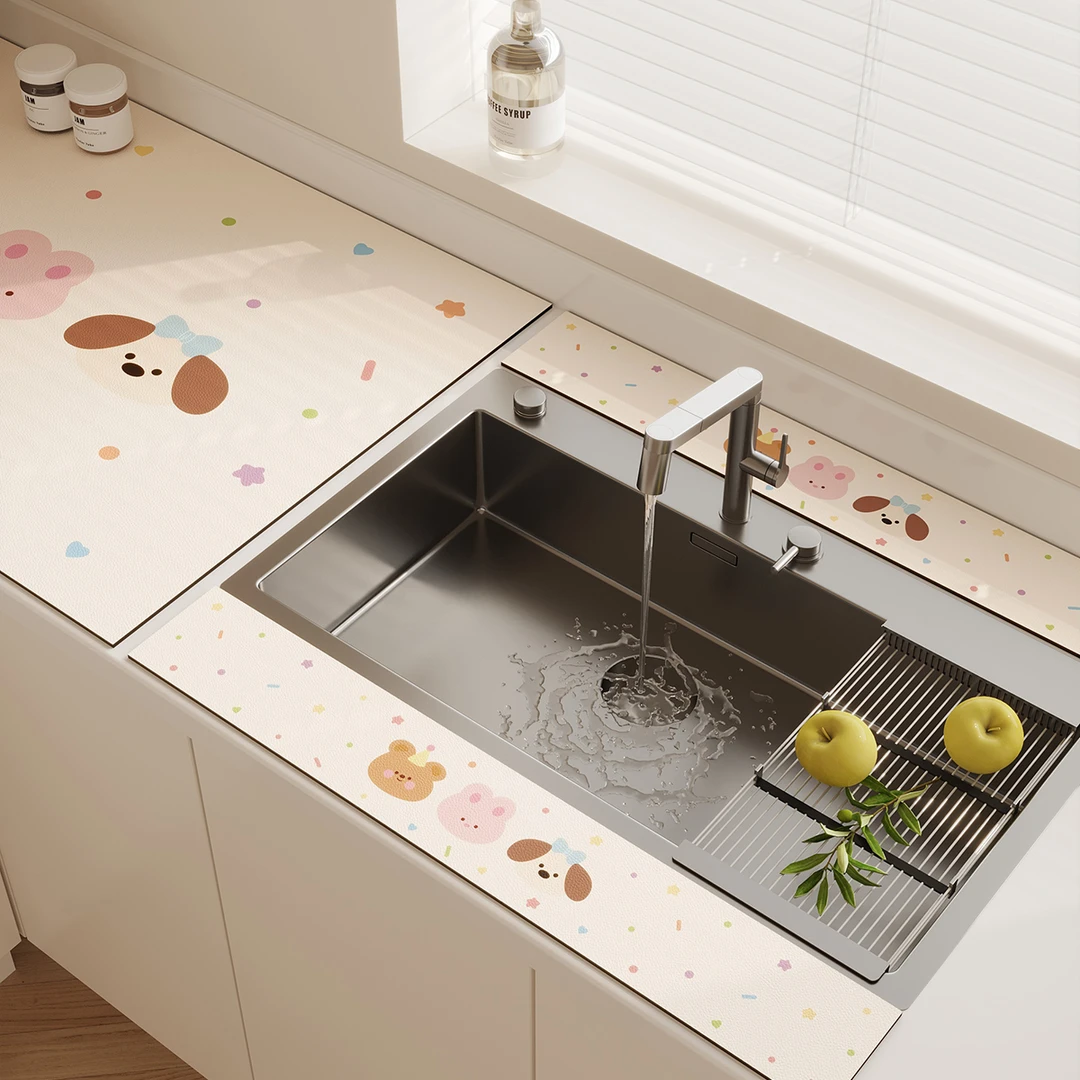 厨房长条窄边沥水垫卫生间防溅水吸水垫水龙头挡水条可定制台面垫