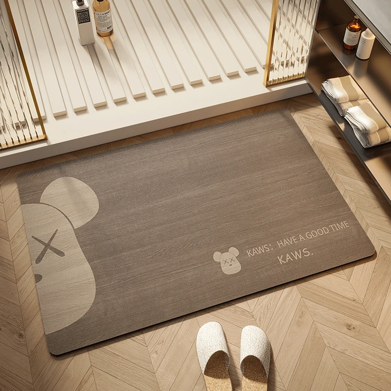 浴室地垫仿实木纹理卫生间硅藻泥吸水垫防滑垫厕所洗手间耐脏脚垫