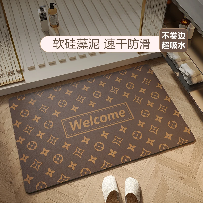 高档轻奢浴室吸水地垫门口硅藻泥脚垫厕所速干厨房浴室吸水地垫