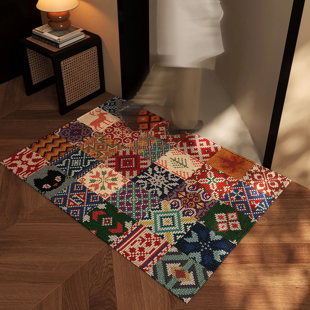 民族风入户门地垫玄关大门口进门脚垫美式复古除尘耐磨防滑门地毯