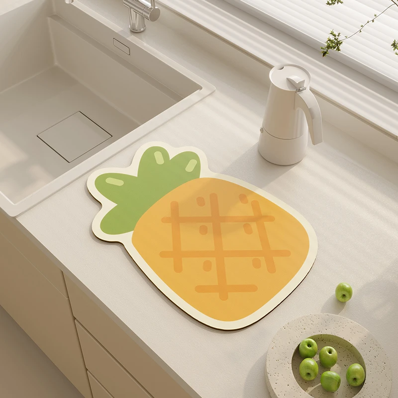水果系列沥水垫硅藻泥软垫吸水台面厨具隔热垫杯垫厨房洗碗吸水垫