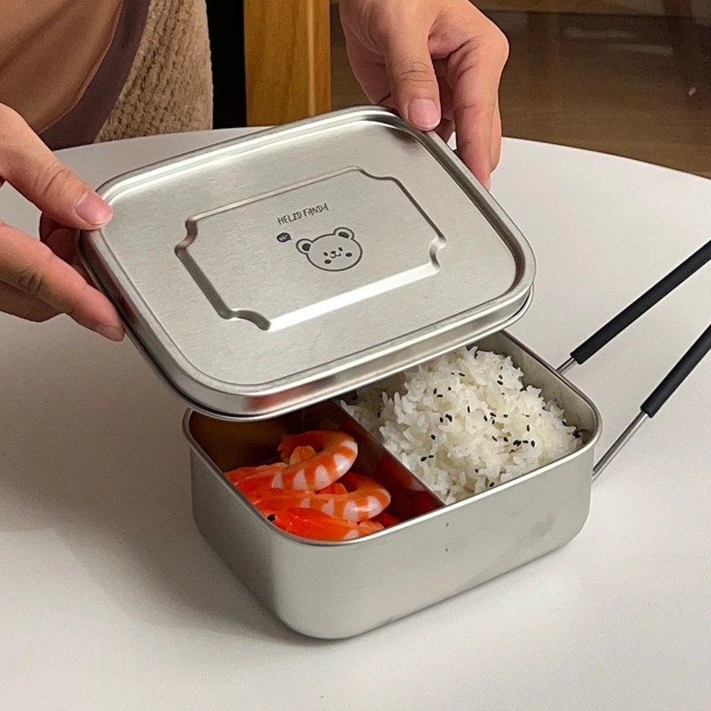食品级304不锈钢饭盒长方形小学生专用上班族食堂打饭蒸饭便当盒