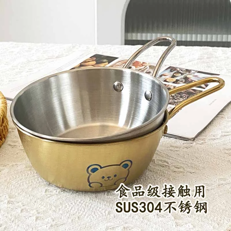 304不锈钢韩式米酒碗饭碗黄酒碗带把调料热凉酒碗不锈钢饭碗户外