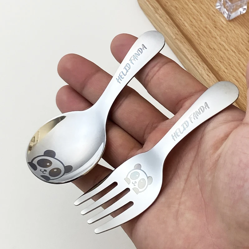 304不锈钢儿童勺子叉子短柄叉勺学生便携式吃饭餐具调羹甜品勺