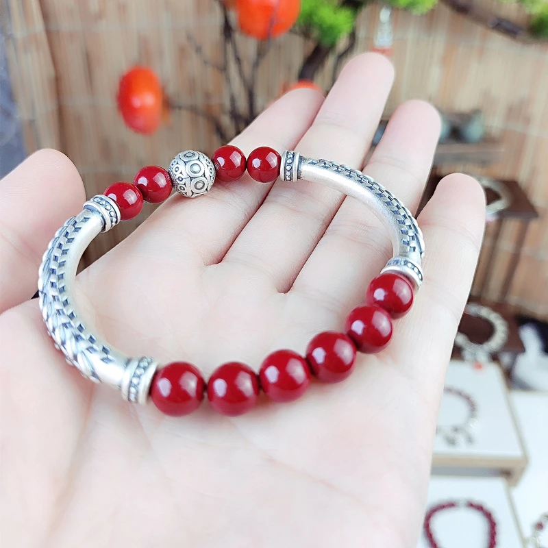 足银手链 双管麦穗 足银手链 【转运珠珠】 复古时尚女款