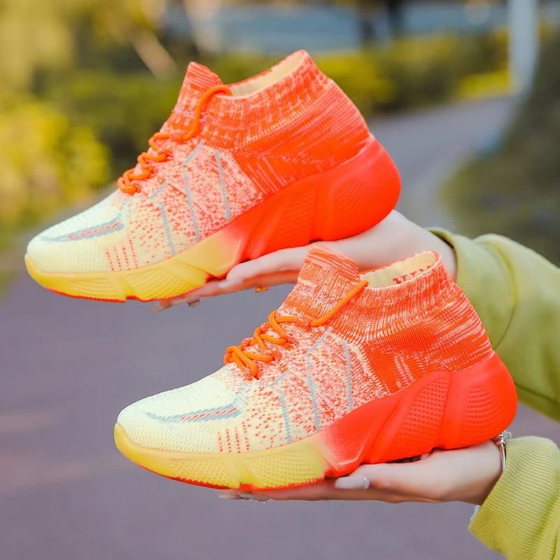 牛霸道23103休闲跑步鞋网红夏季软底学生厚底韩版飞织百搭网面鞋·