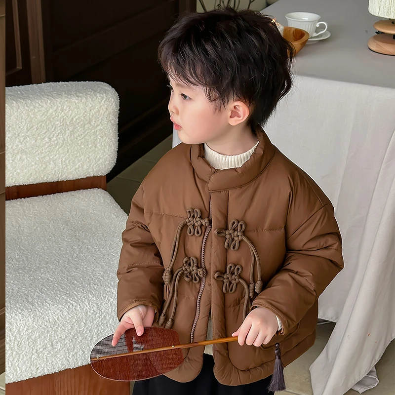 贝柠秋冬新中式中小童加厚保暖羽绒服男女童冬款立领外套