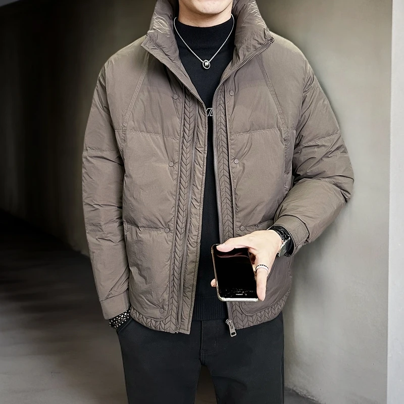 冬季新款羽绒服男韩版轻熟风高级感短款立领加厚修身保暖帅气外套