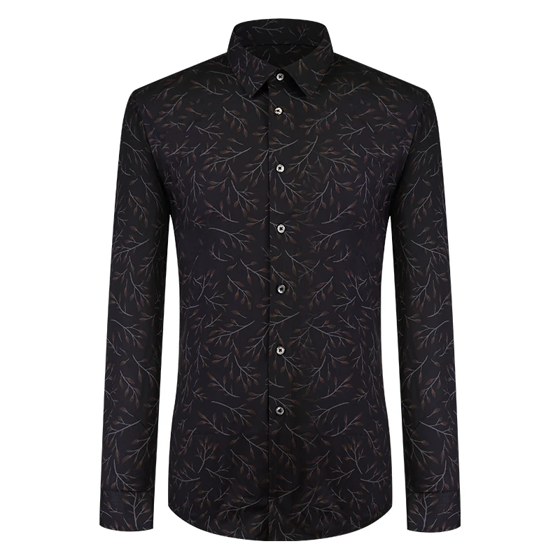 本派碎花衬衫男长袖新款男装韩版个性印花时尚休闲痞帅衬衣潮