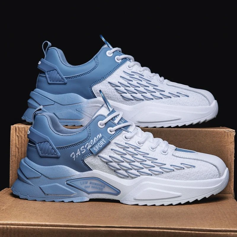 男鞋夏季新款透气网面运动鞋男韩版百搭小白鞋厚底飞织老爹鞋2195