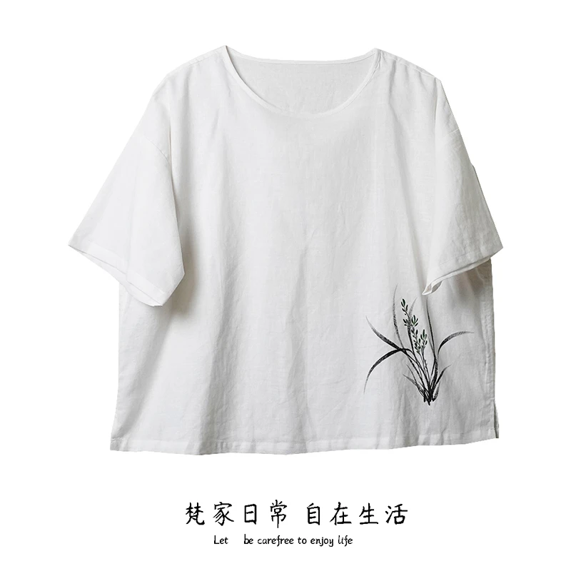 新款夏装多色百搭禅茶服上衣新中式简约风五分袖套头衬衫女