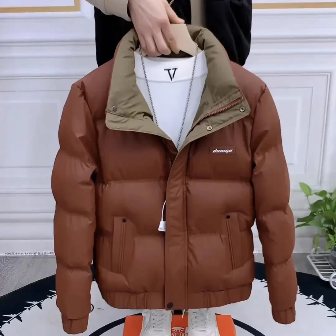 冬季新款男士时尚修身显瘦百搭保暖棉服外套时尚潮流男装穿搭棉服